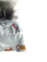 Load image into Gallery viewer, Child Winter Scene Winter Hat Beanie with Snap Pom.
