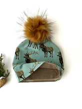 Load image into Gallery viewer, Deer Winter Hat Beanie Baby, Toddler, Child, Adult Medium, Adult Large
