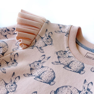 Pink Flutter Sweatshirt Bunny Dress, Easter Dress, Infant, Toddler, Child Sizes 0-3mo to 6T