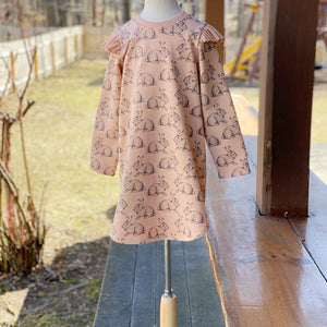 Pink Flutter Sweatshirt Bunny Dress, Easter Dress, Infant, Toddler, Child Sizes 0-3mo to 6T