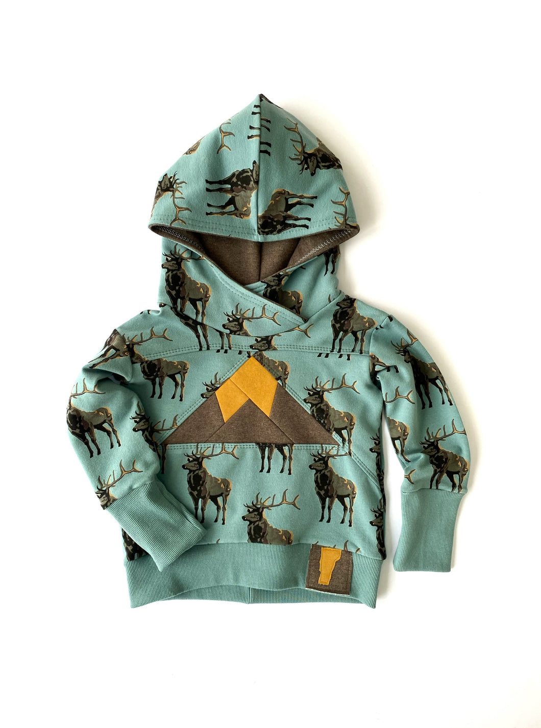 Vermont Kids Hoodie, Elk Hooded Grow with Me Sweatshirt Sizes 3-12M, French Terry Baby Sweatshirt